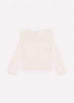 Blusa Ribana Gola Tule Bordado Pérolas e Cristais