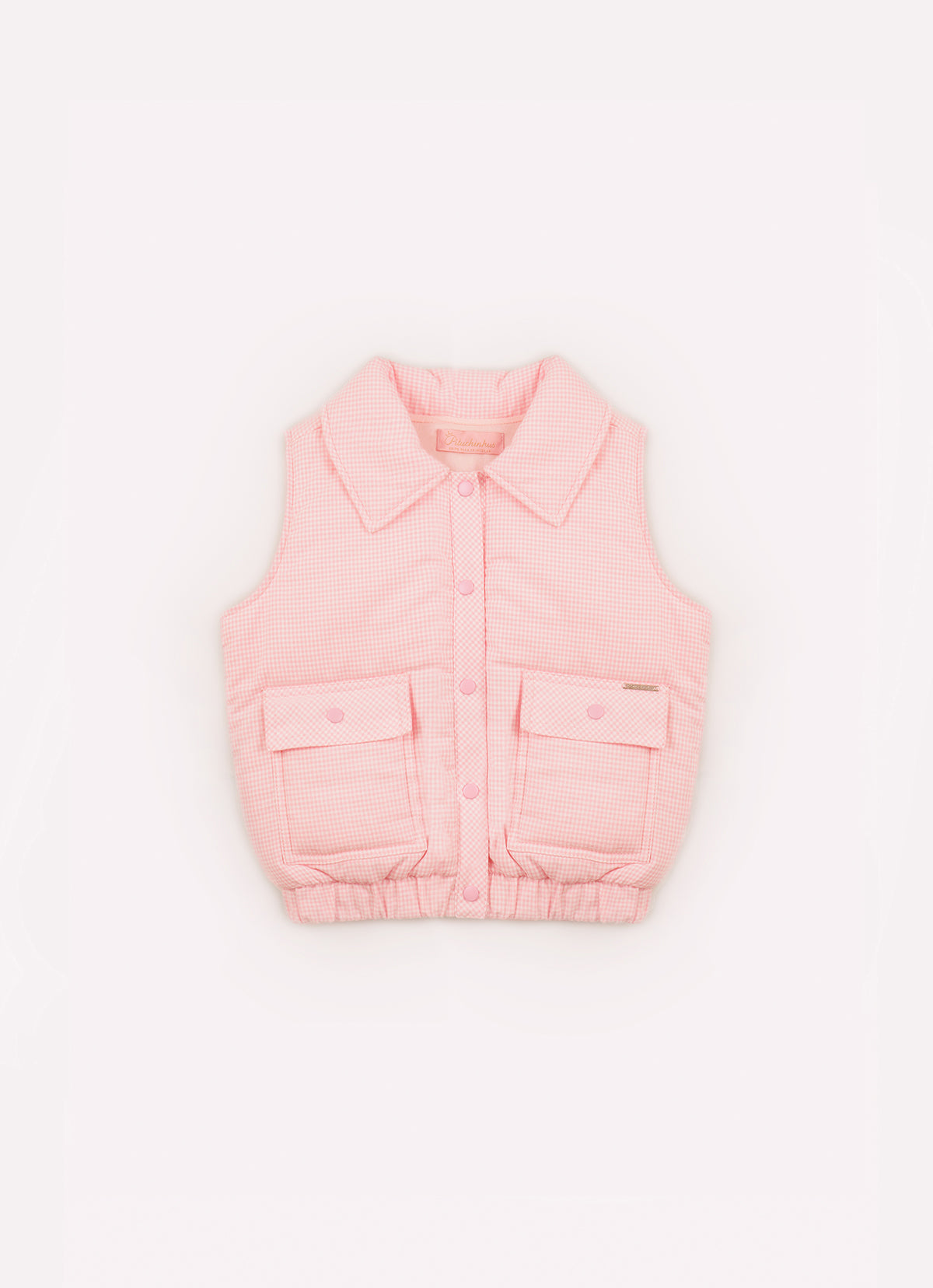 Colete Puffer Flanela Xadrez Bolsos