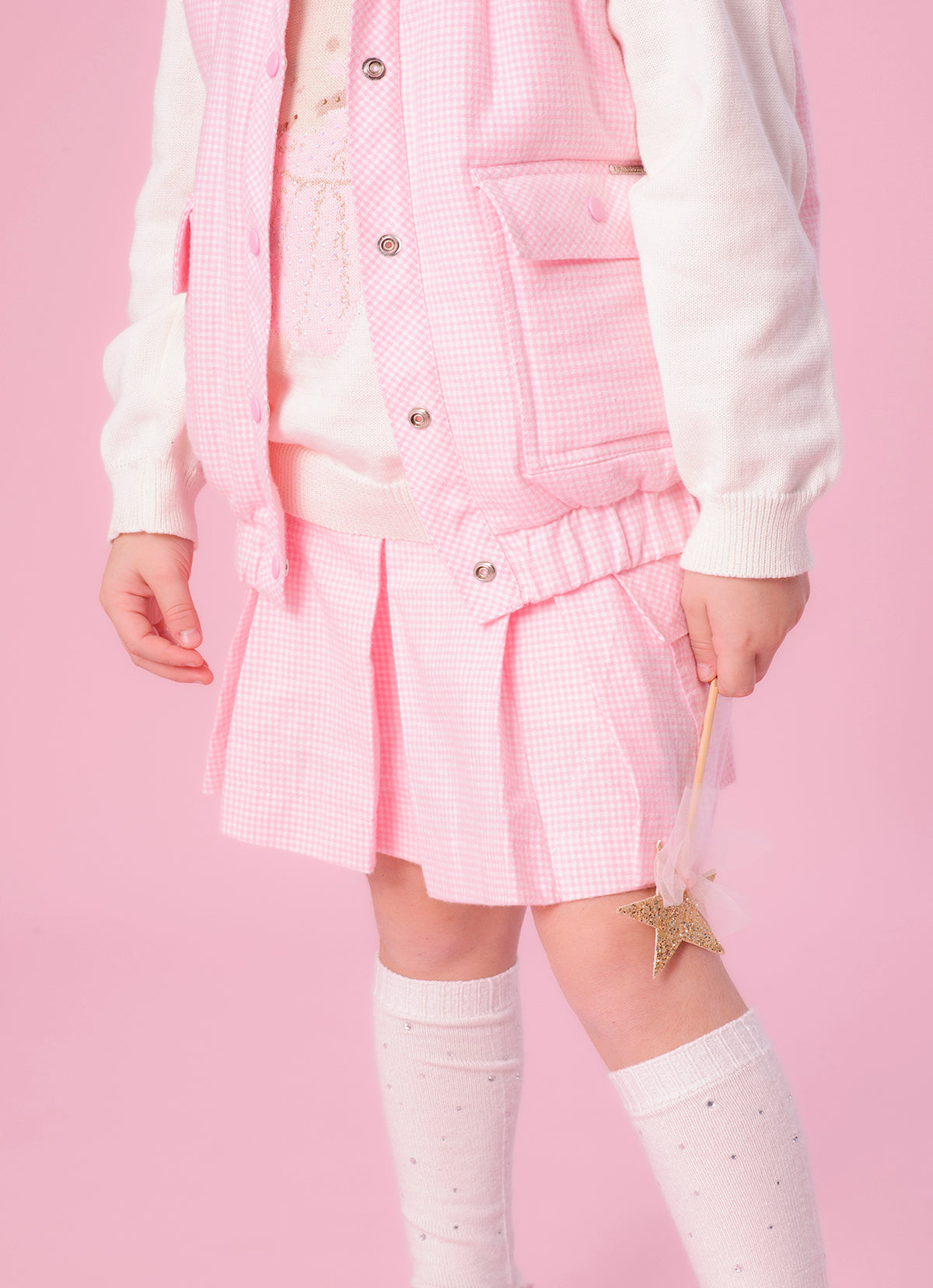 Colete Puffer Flanela Xadrez Bolsos