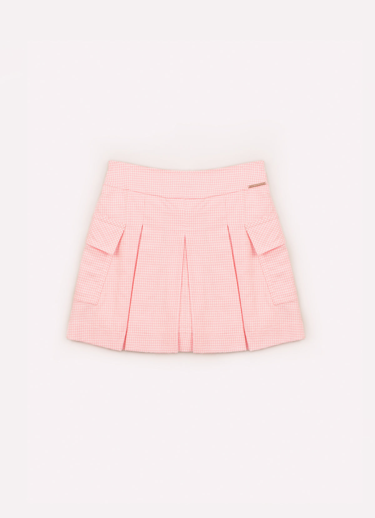 Saia Short FLanela Xadrez Pregas e Bolsos