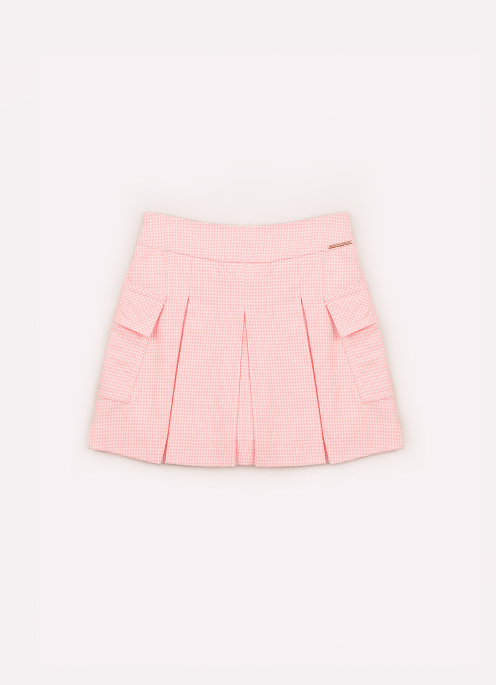 Saia Short FLanela Xadrez Pregas e Bolsos