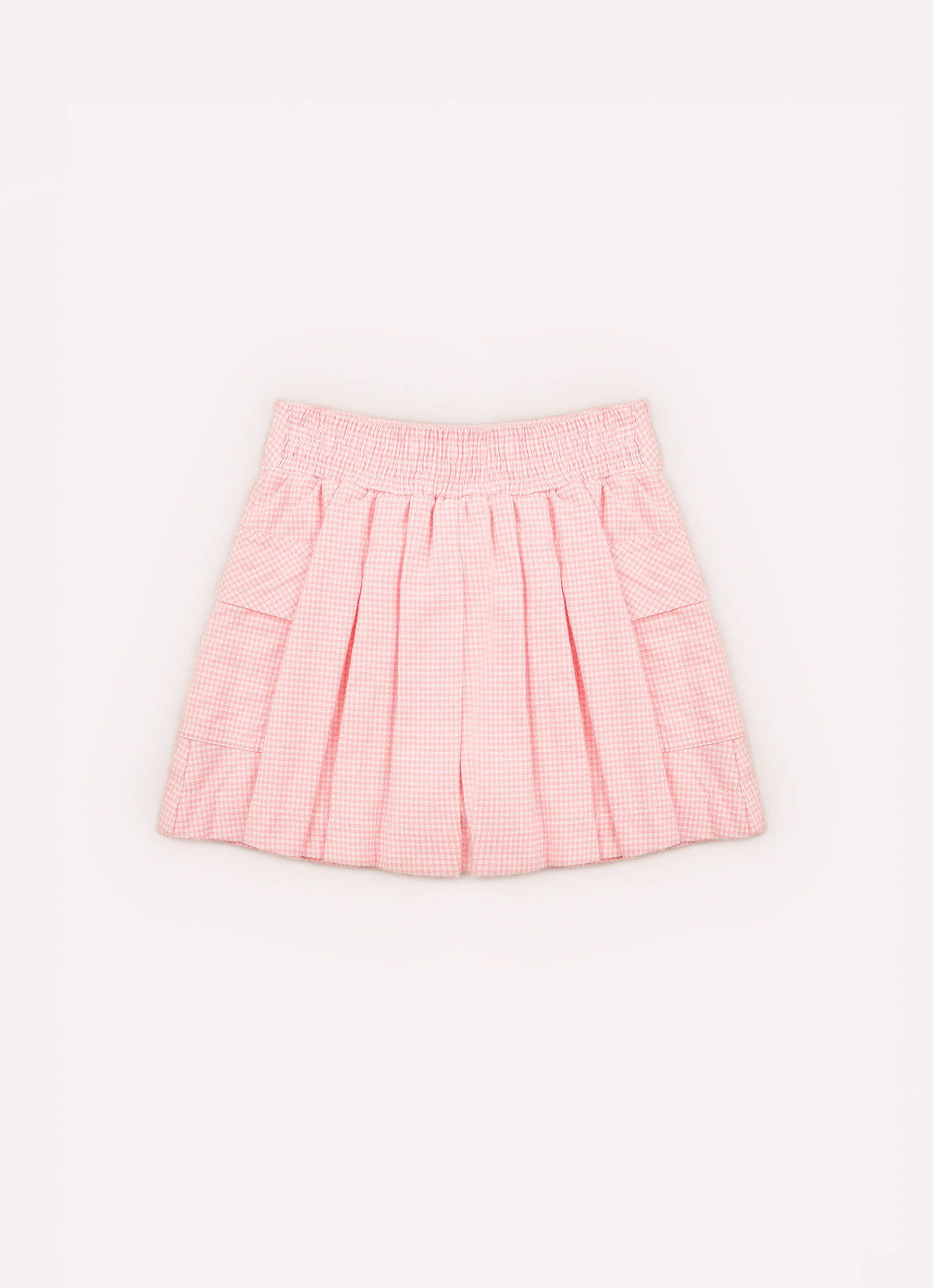 Saia Short FLanela Xadrez Pregas e Bolsos
