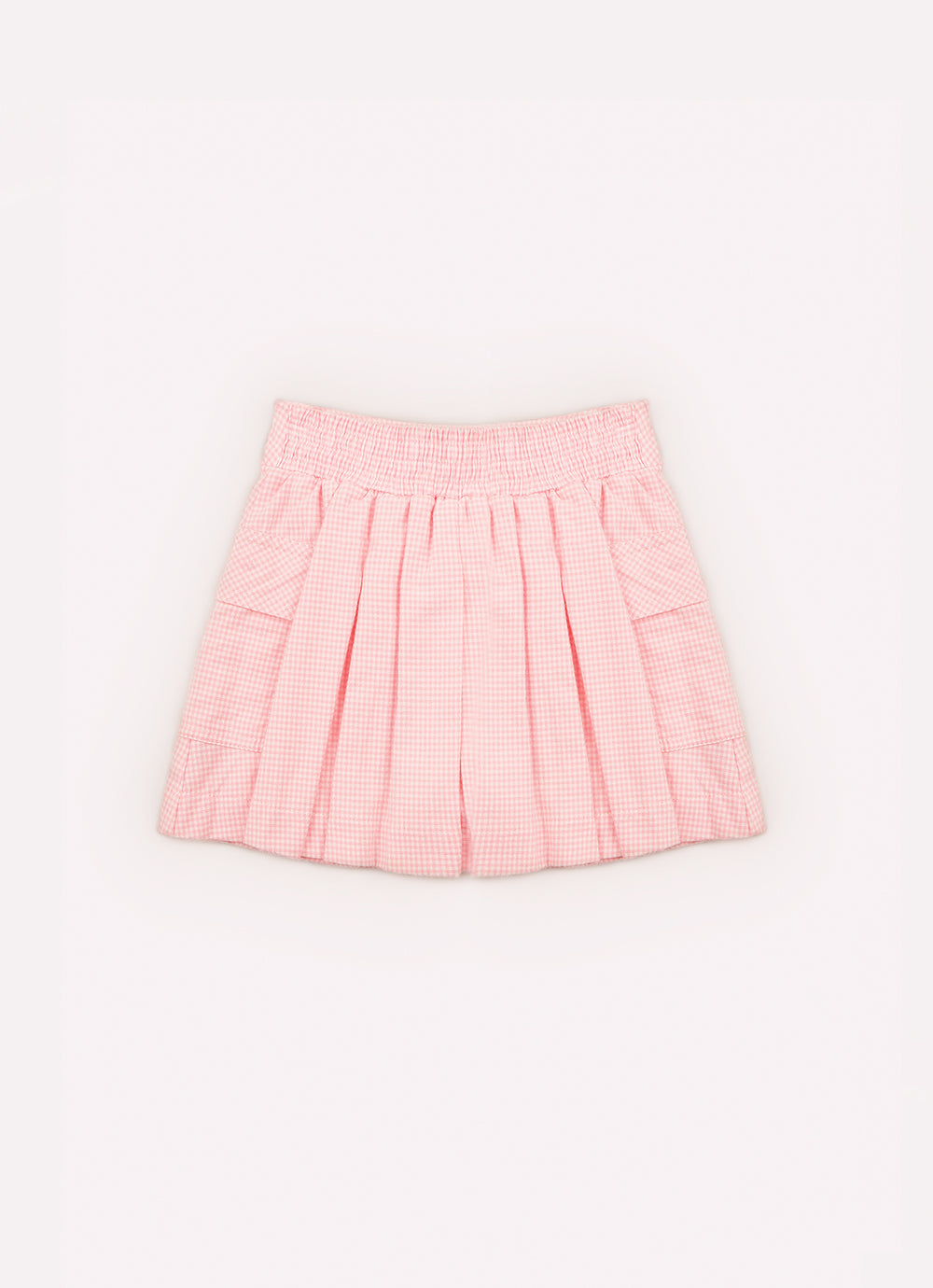 Saia Short FLanela Xadrez Pregas e Bolsos