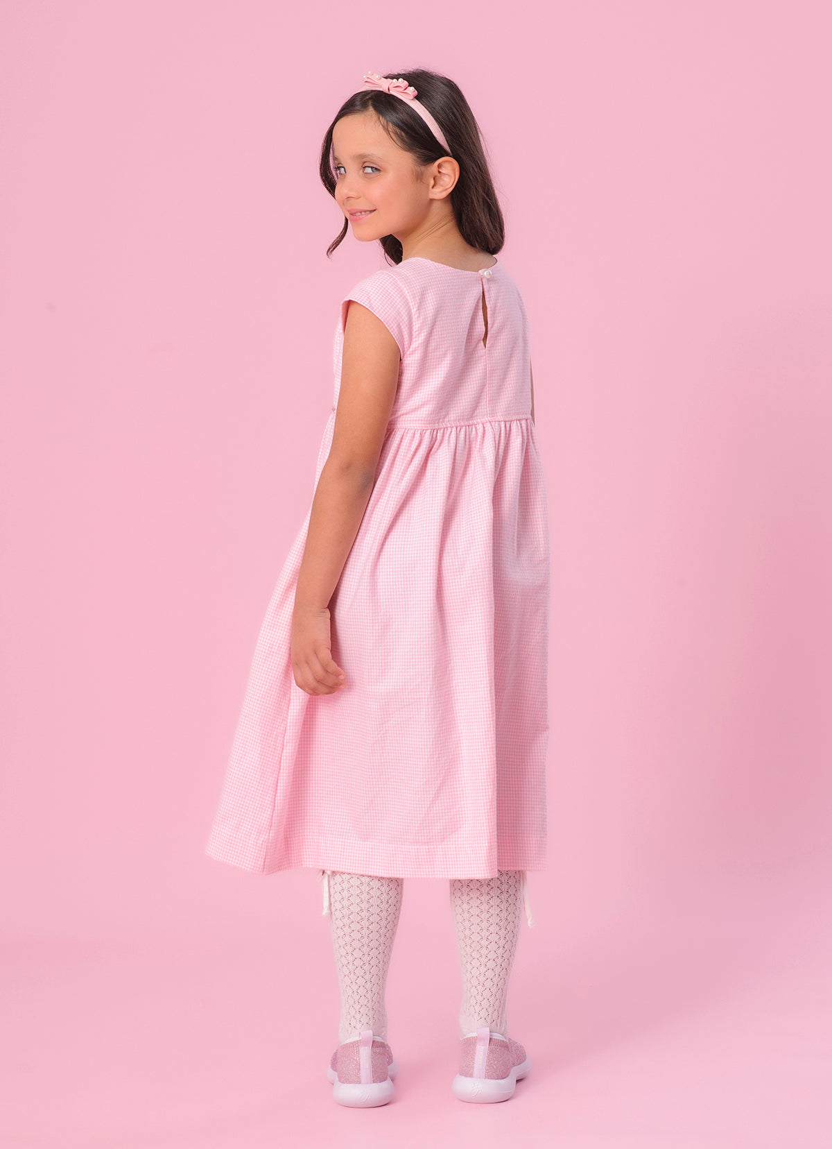 Vestido Flanela Xadrez Maxi Laços Puffer Bordado