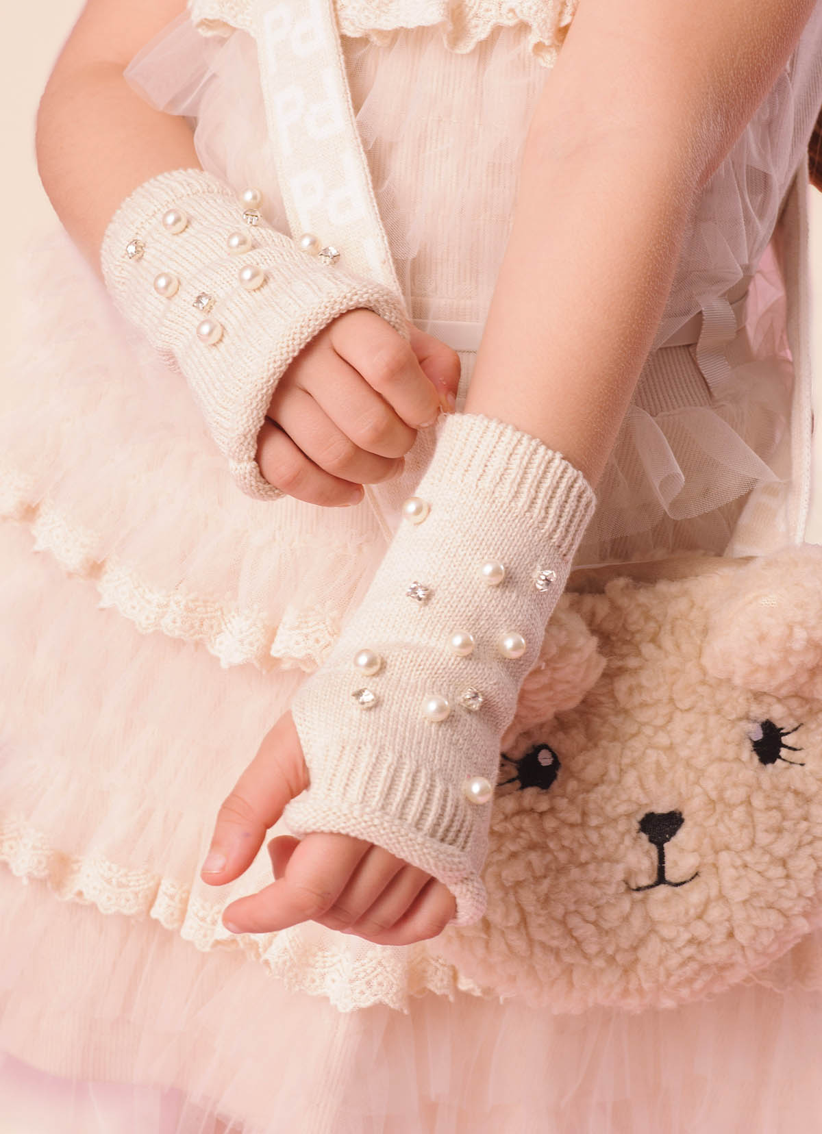 Luva Tricot Bordados