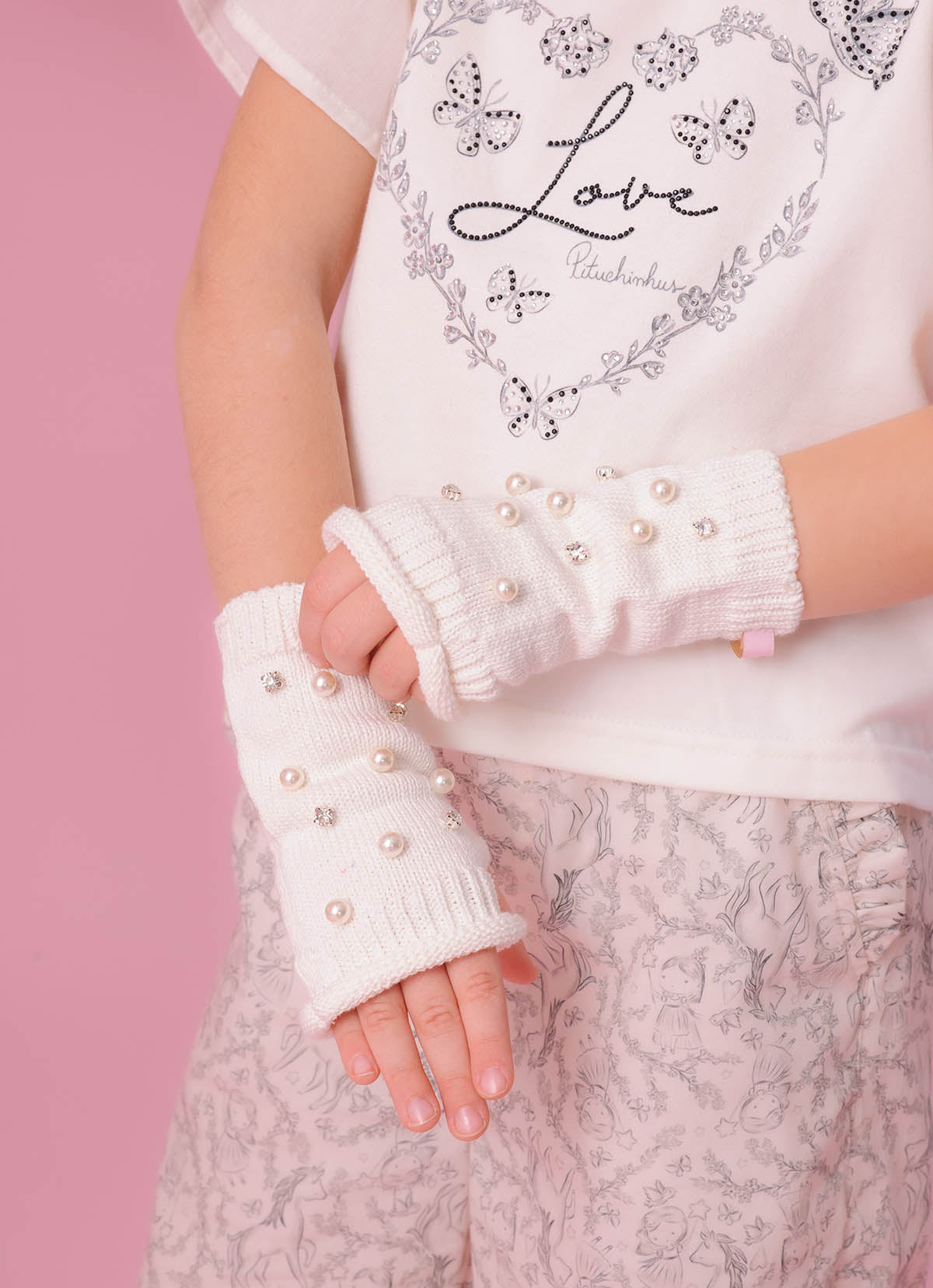 Luva Tricot Bordados
