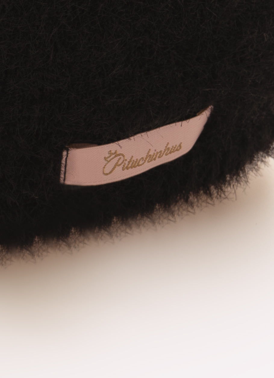 Boné Tricot Fio Fofinho Orelinhas Cristal