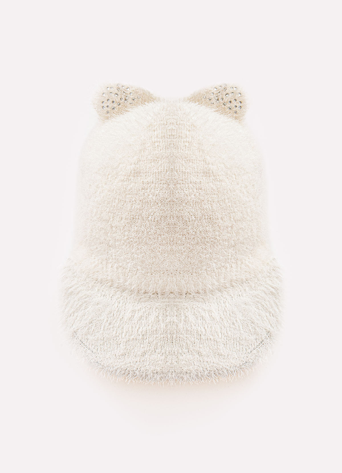 Boné Tricot Fio Fofinho Orelinhas Cristal