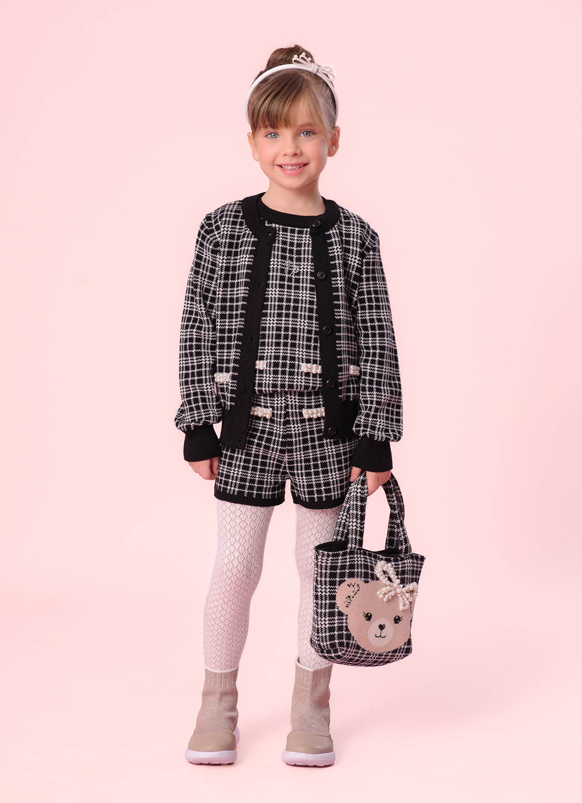 Arco Laço Duplo Courino e Pérolas