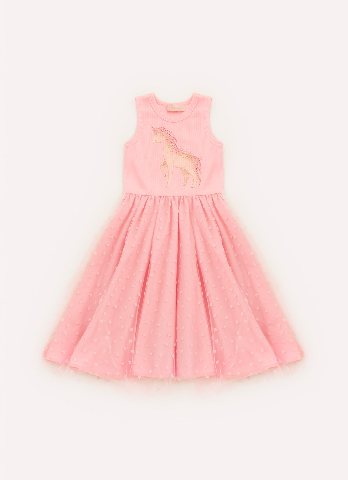 Vestido Unicórnio Cristal Saia Tule Corações