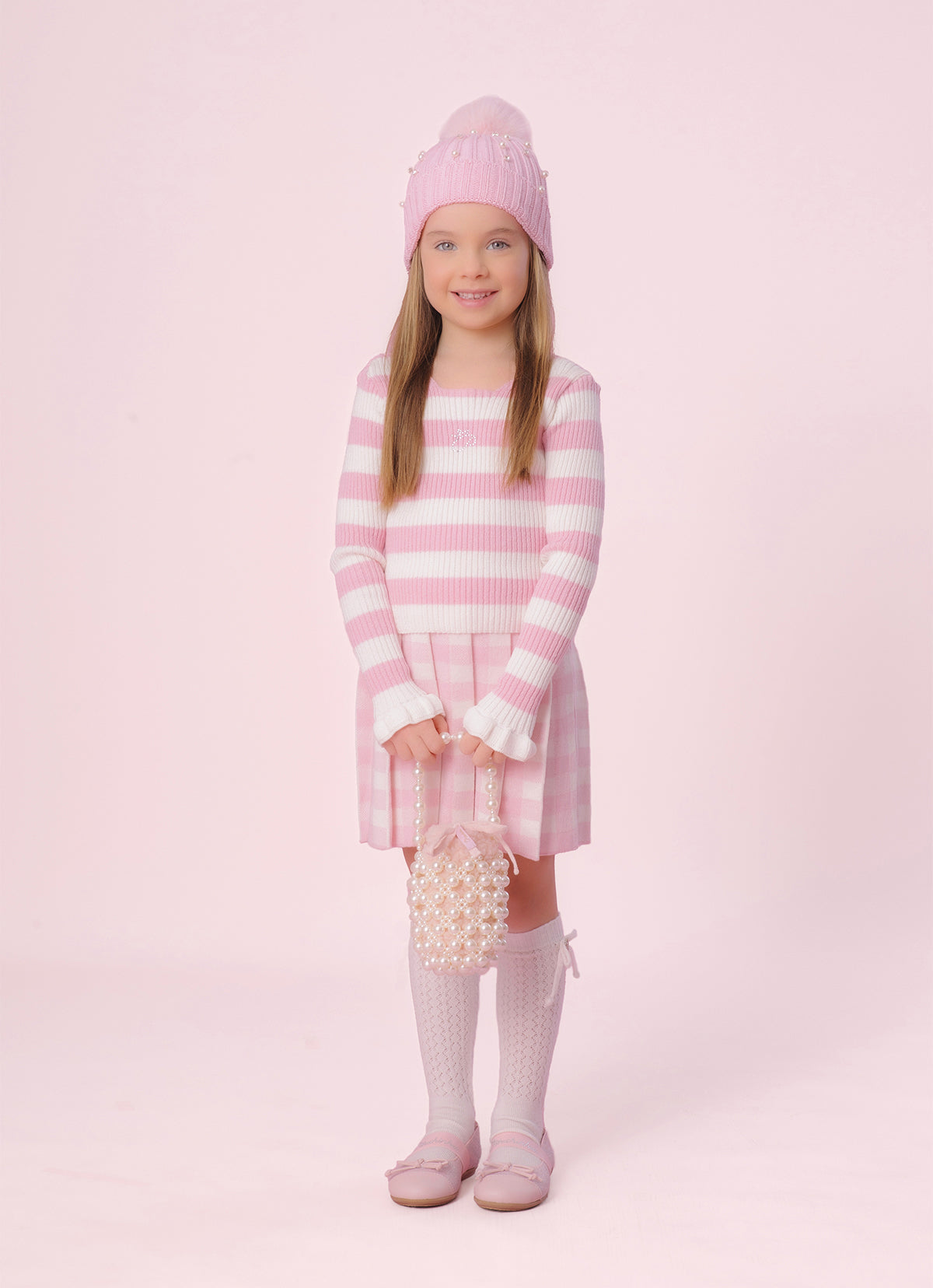Saia Short Tricot Maxi Xadrez Pregas