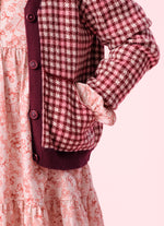 Casaco Tricot Xadrez Bolsos Canguru