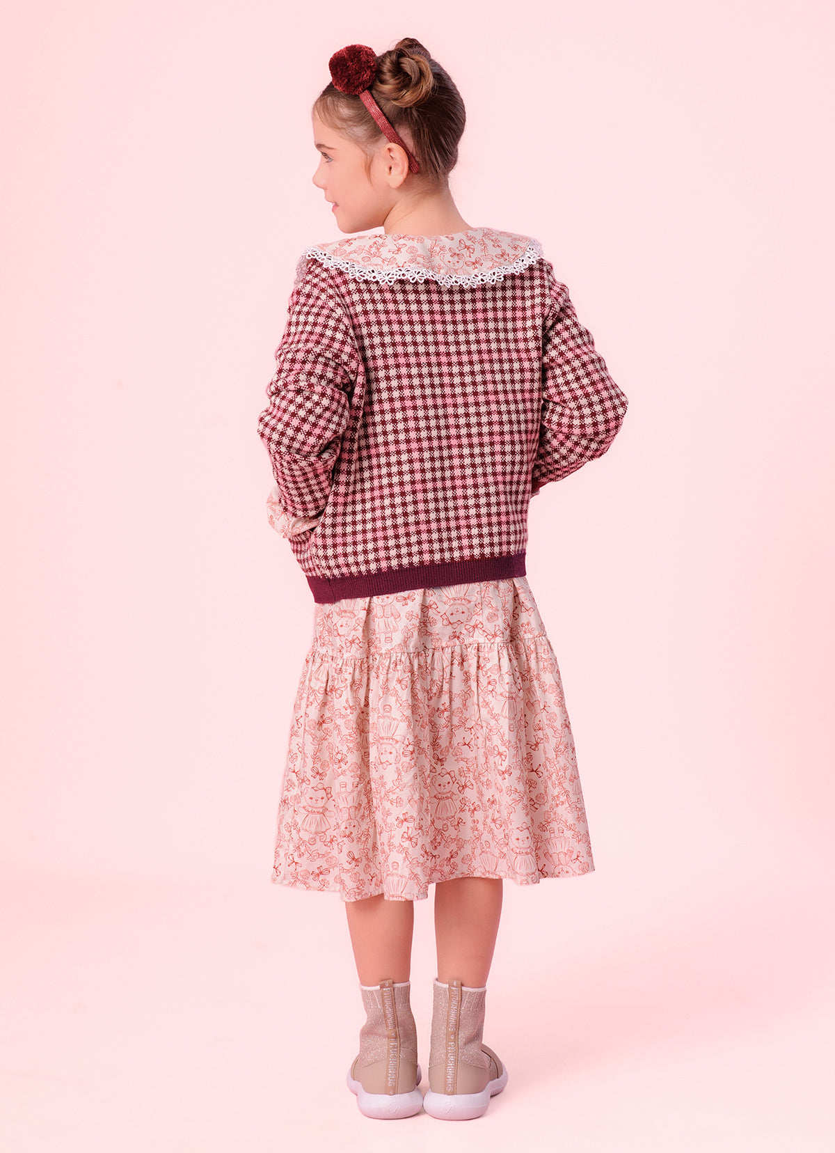 Casaco Tricot Xadrez Bolsos Canguru