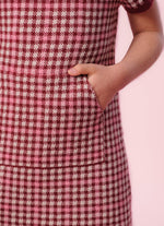 Vestido Tricot Xadrez Manga Curta P Cristal
