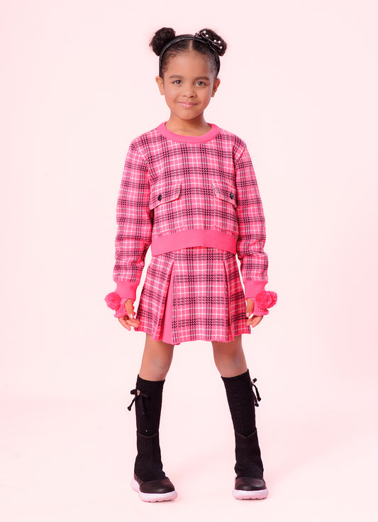 Saia Tricot Xadrez Pregas Saia Tricot Xadrez Pregas