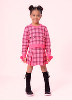 Saia Tricot Xadrez Pregas