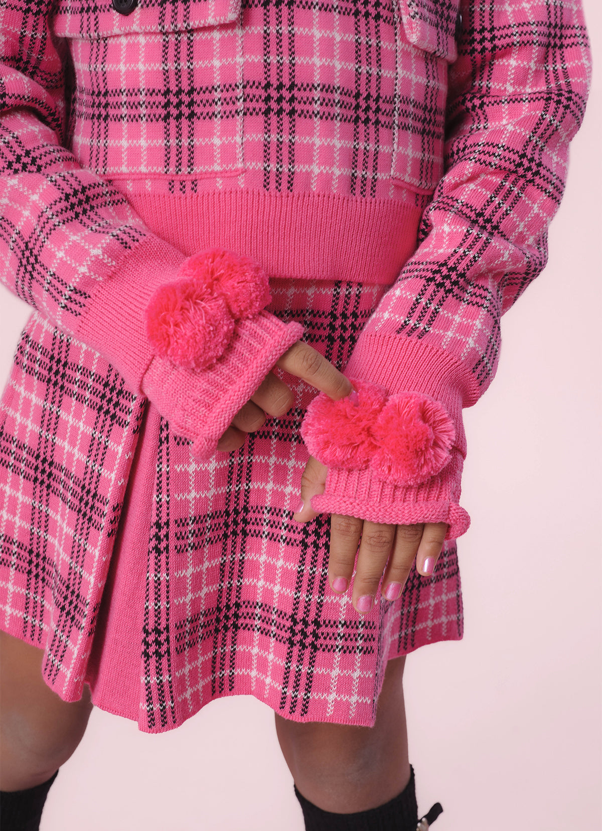 Saia Tricot Xadrez Pregas