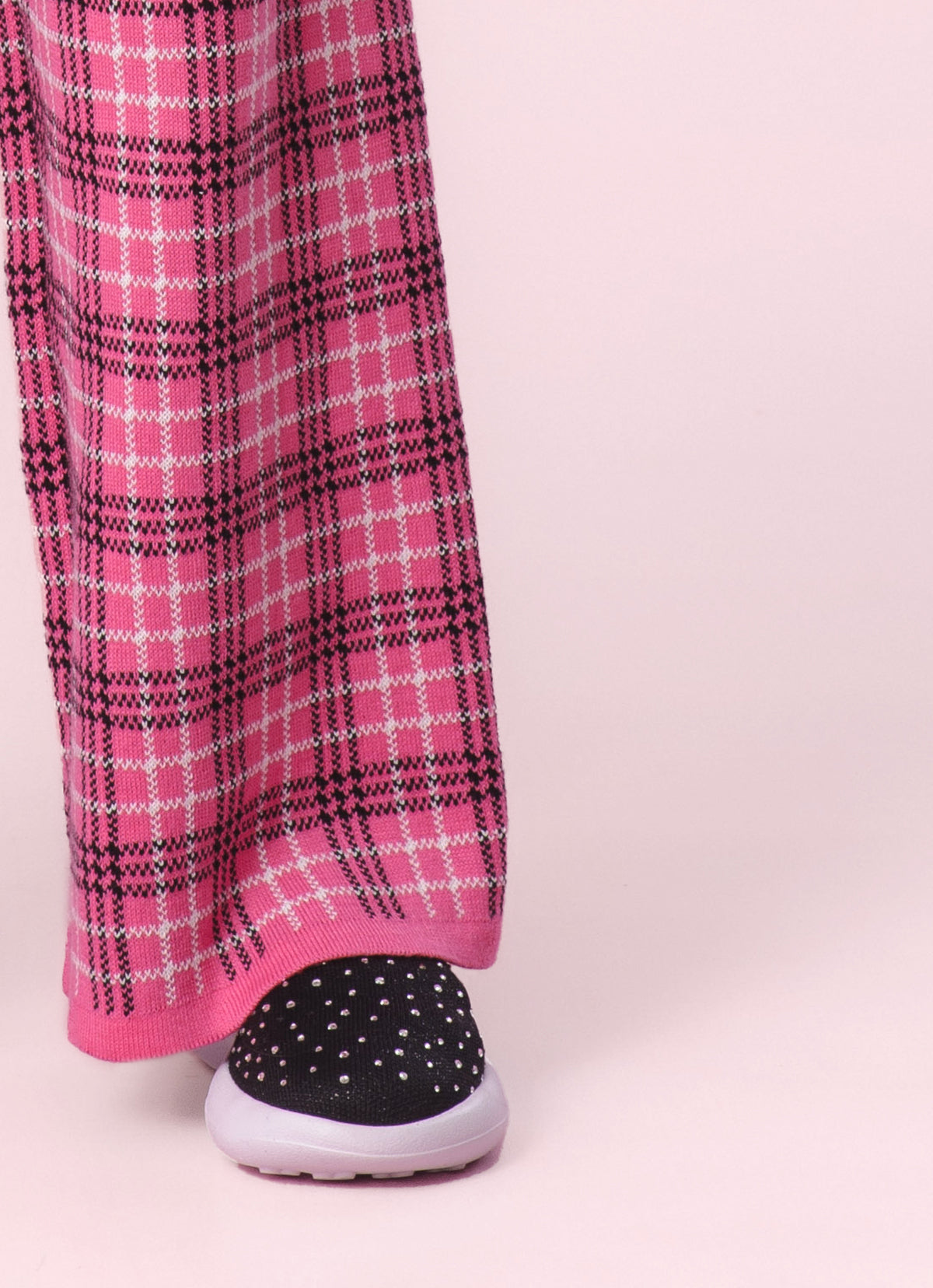 Calça Tricot Xadrez Reta Lapelas