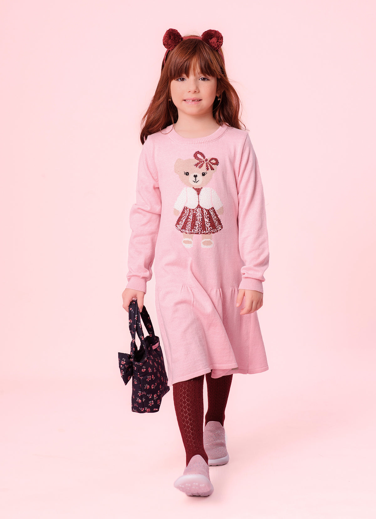 Vestido Tricot Babado Ursinha Cristal