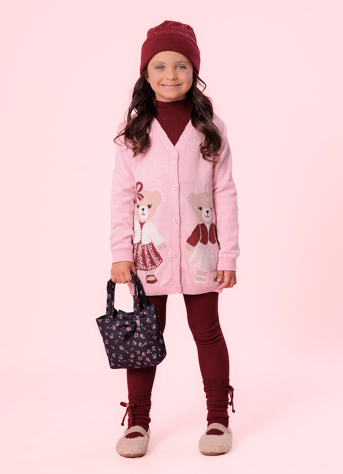 Maxi Casaco Tricot Multi Ursinhas