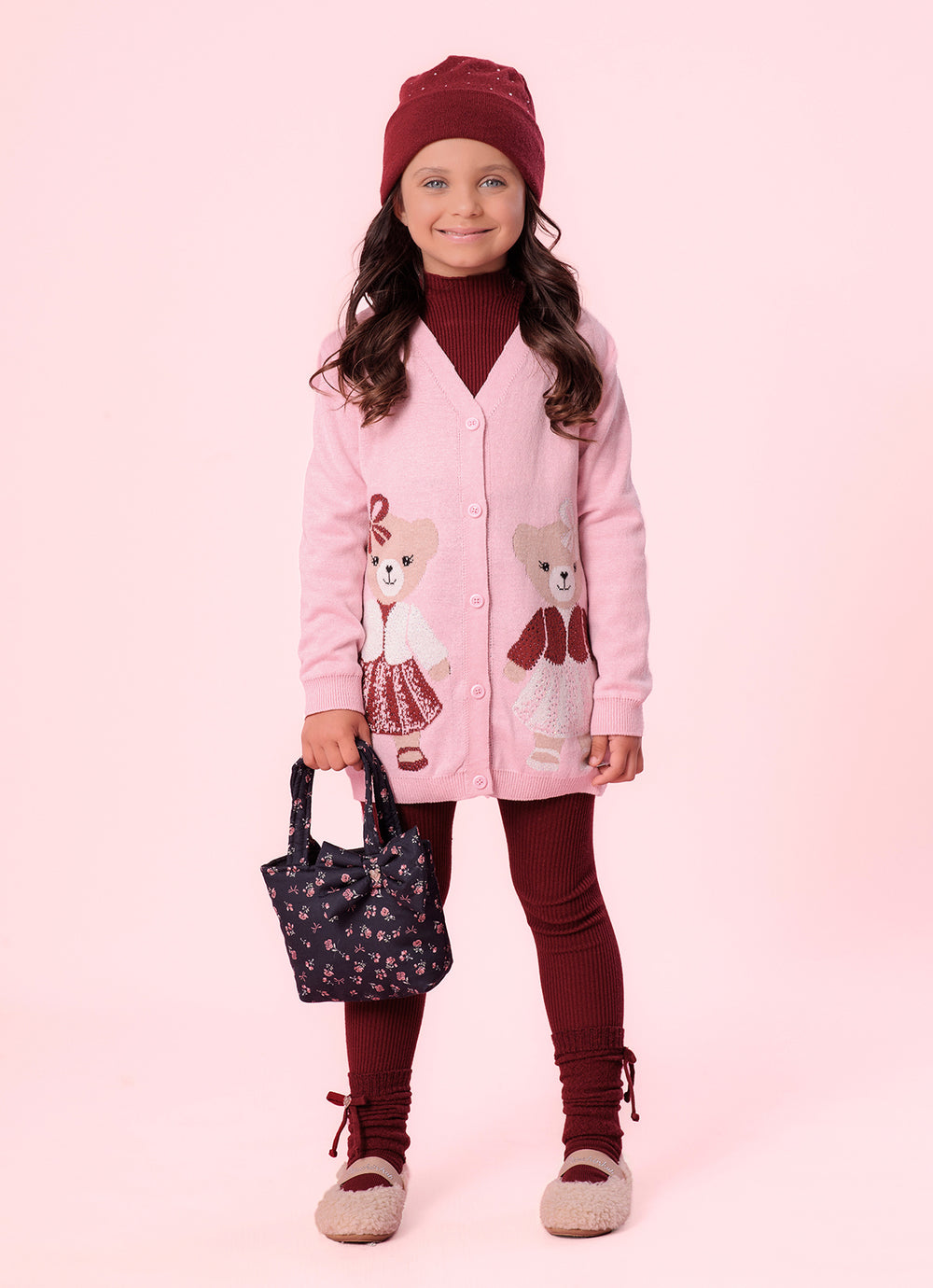 Maxi Casaco Tricot Multi Ursinhas
