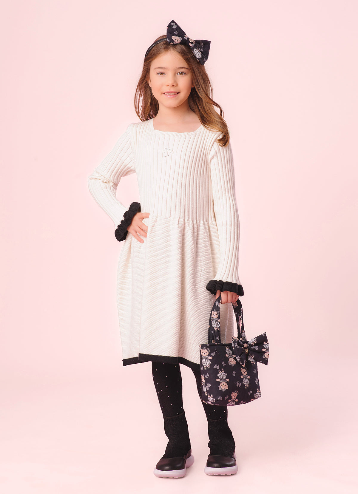 Vestido Tricot Canelado Manga Babadinho