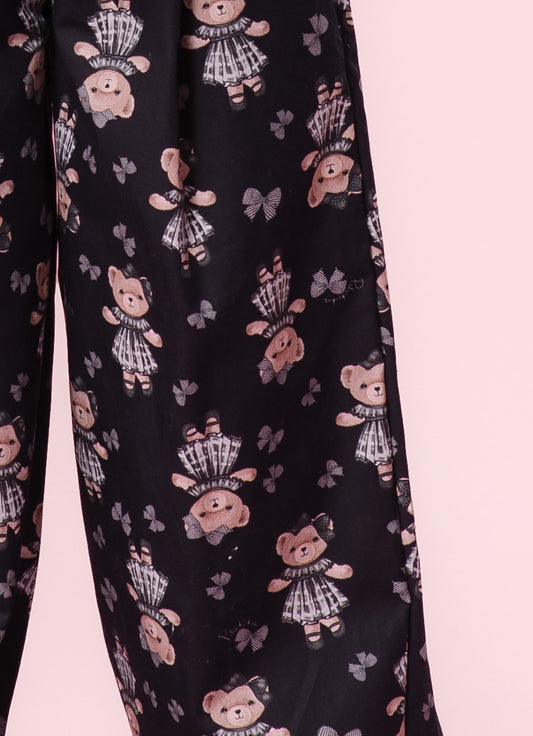 Calça Reta Algodão Estampa Ursinhas e Laços Calça Reta Algodão Estampa Ursinhas e Laços