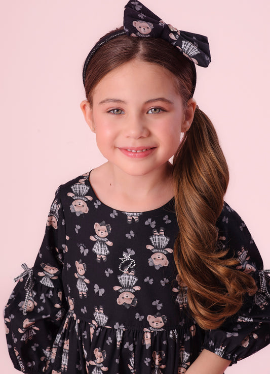 Vestido Algodão Estampa Ursinhas e Laços Vestido Algodão Estampa Ursinhas e Laços