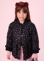Casaco Puffer Algodão Estampa de Mini Flores Babadinhos