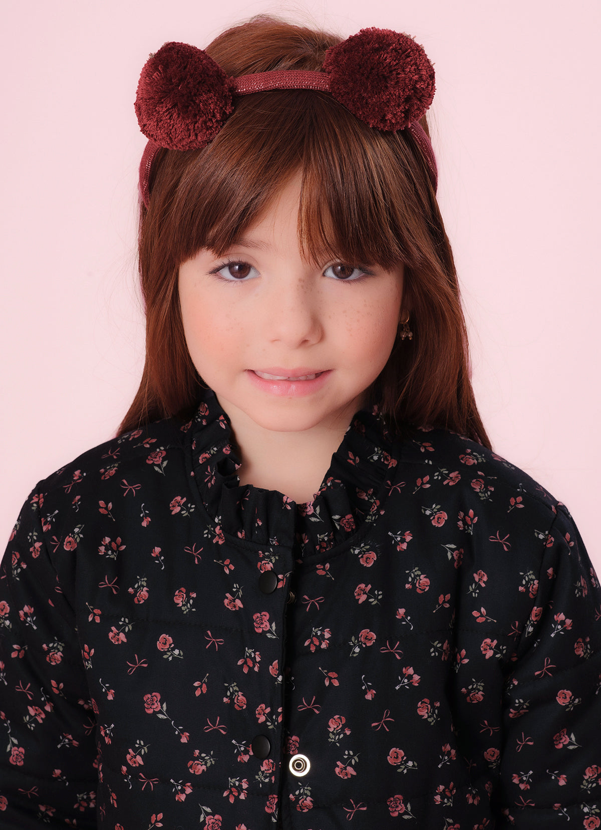 Casaco Puffer Algodão Estampa de Mini Flores Babadinhos