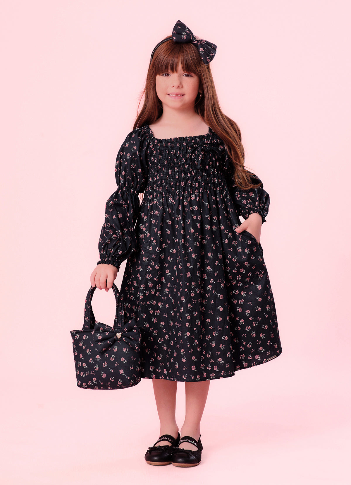 Vestido Algodão Estampa Mini Flores Lastex