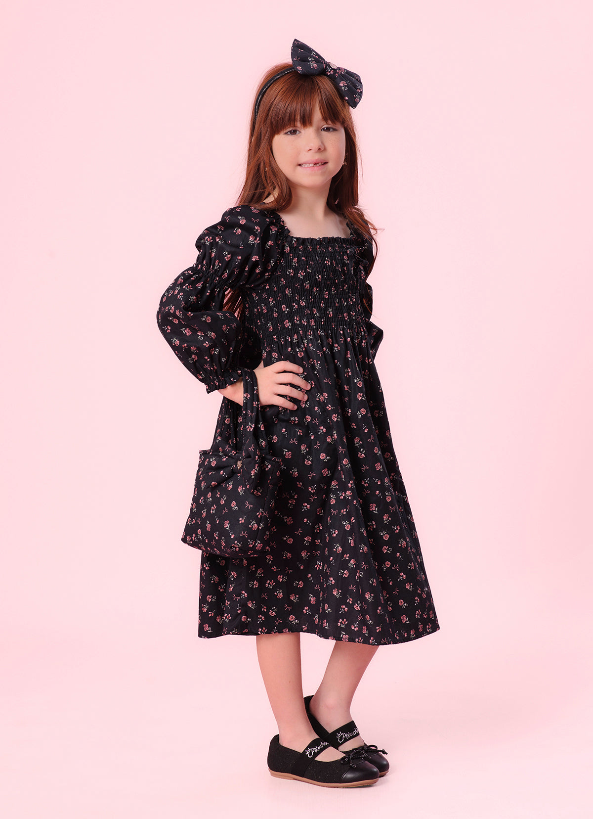 Vestido Algodão Estampa Mini Flores Lastex