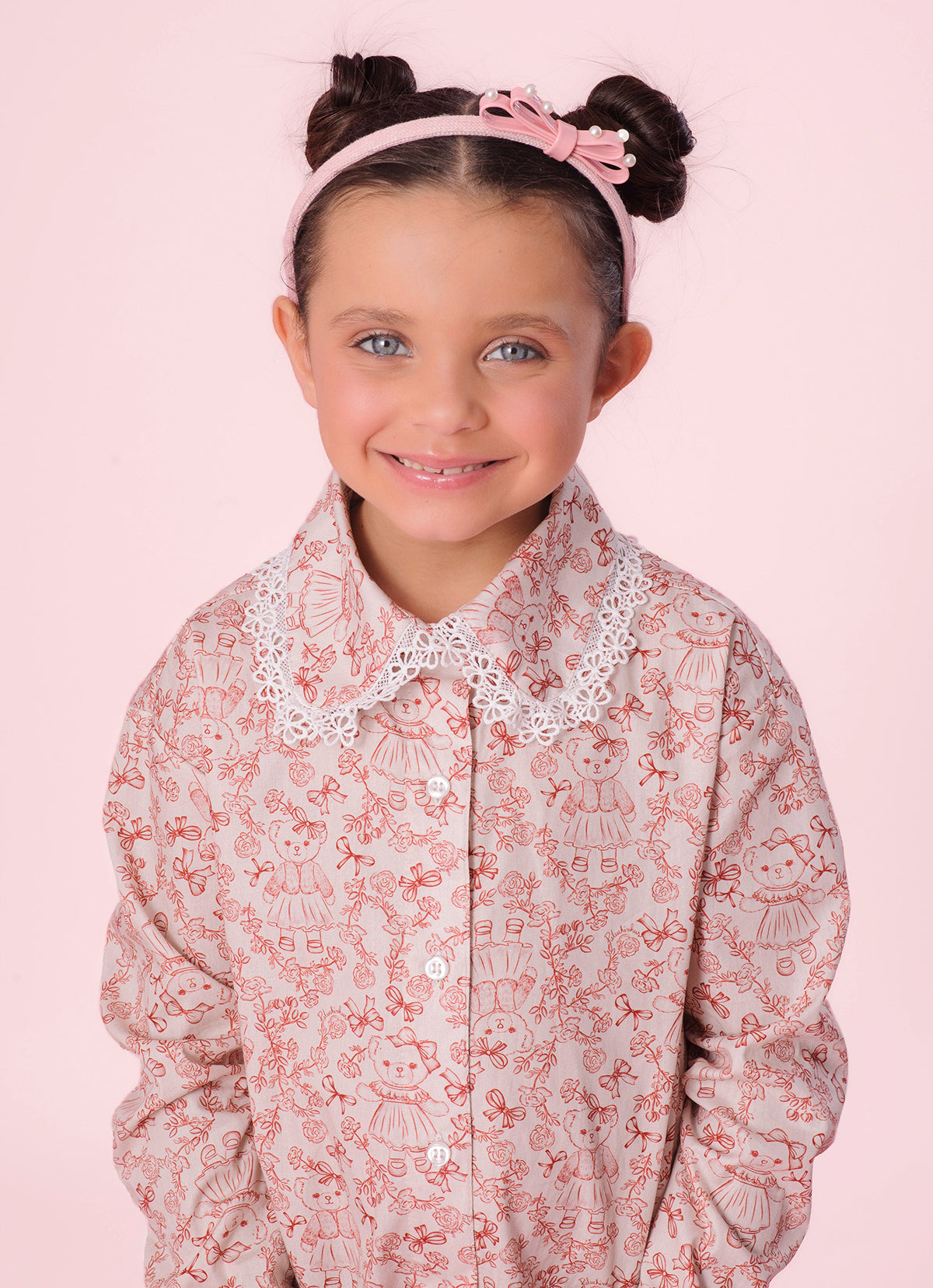 Camisa Algodão Estampa Toile Rendinha Gola