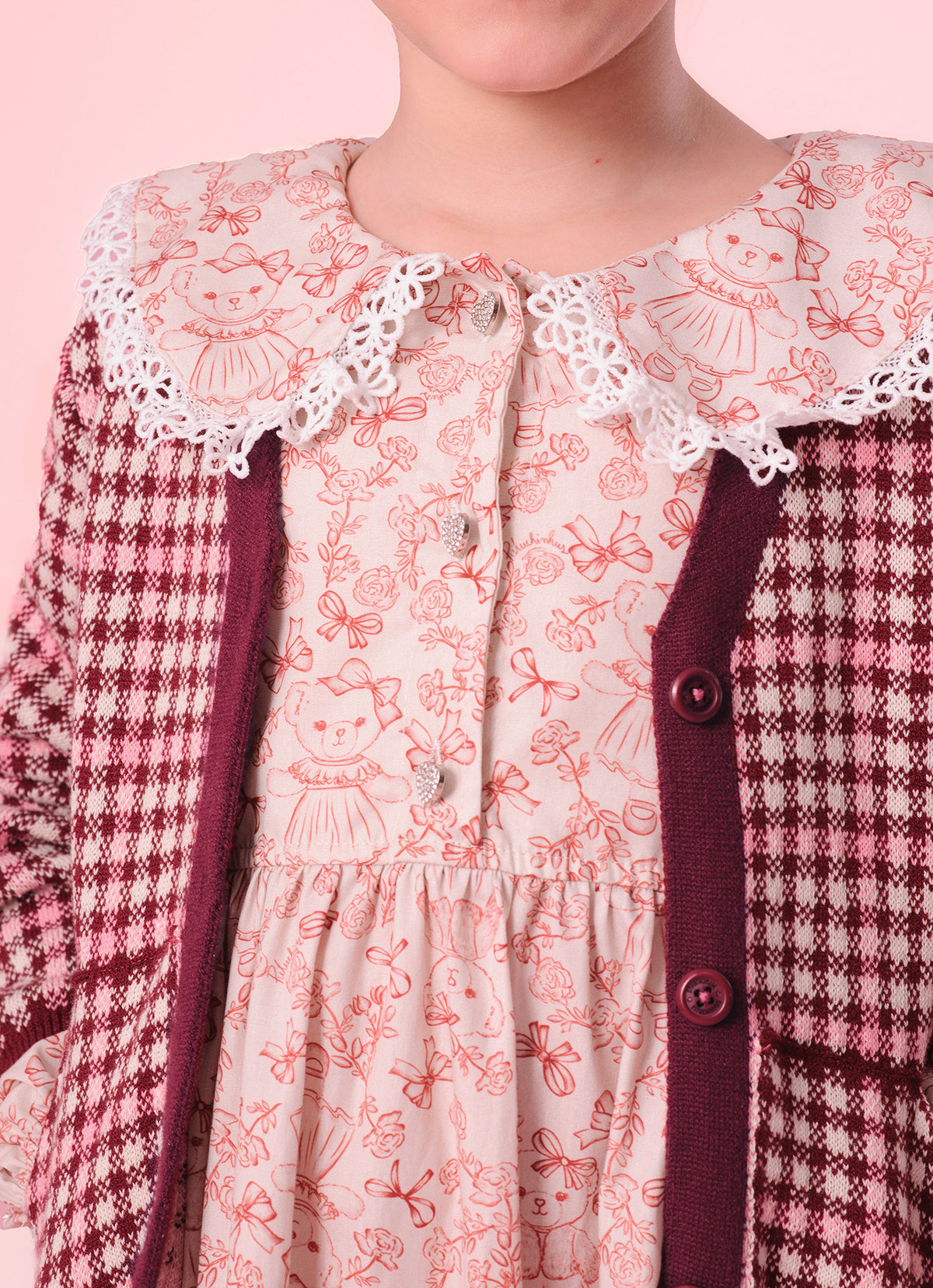 Vestido Algodão Babados Estampa Toile Golinha Renda