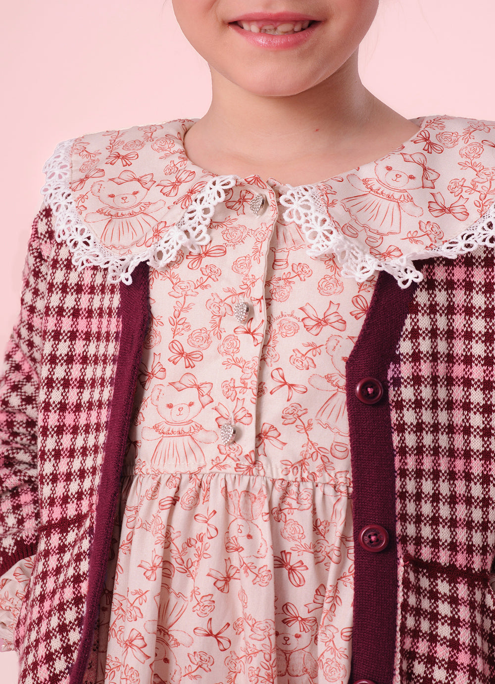 Vestido Algodão Babados Estampa Toile Golinha Renda
