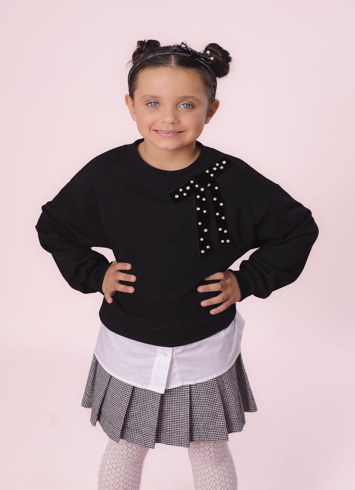 Blusa Moletom Laço Veludo Bordado