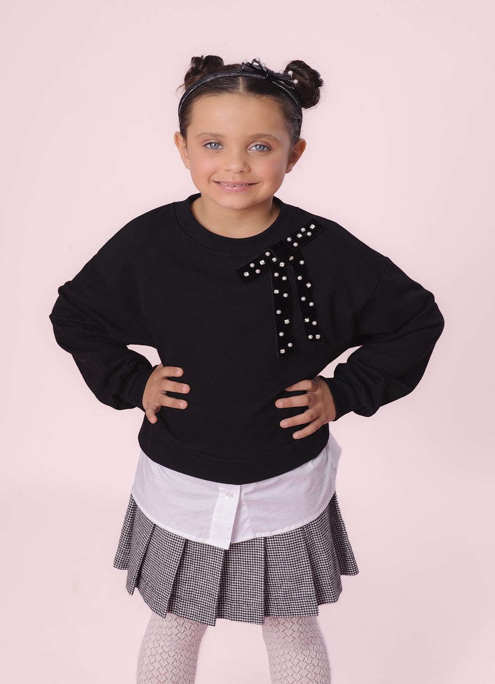 Blusa Moletom Laço Veludo Bordado