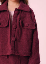Casaco Tweed Bolsos Botão Forrado