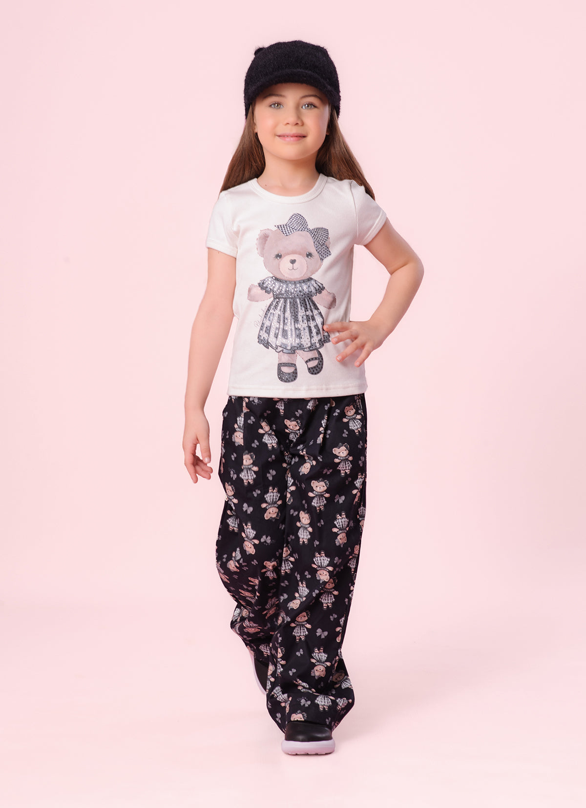 Blusa Rib Ursinhas Cristais