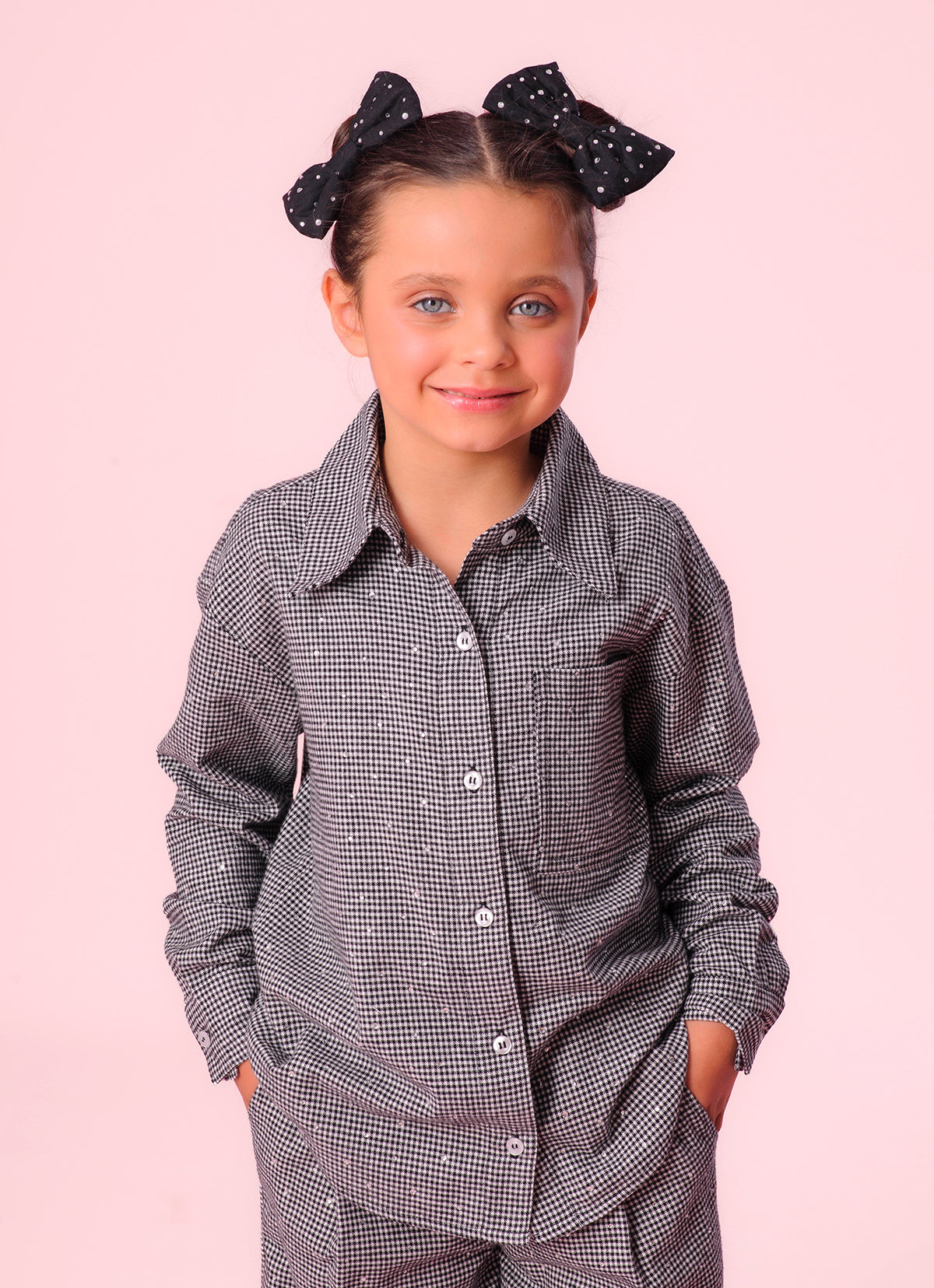 Camisa Xadrez Bolsos Cristais