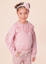 Blusa Tricot Cropped Flores Aplicadas