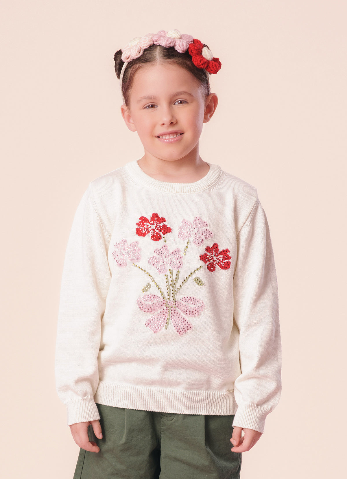 Blusa Tricot Flores Cristais