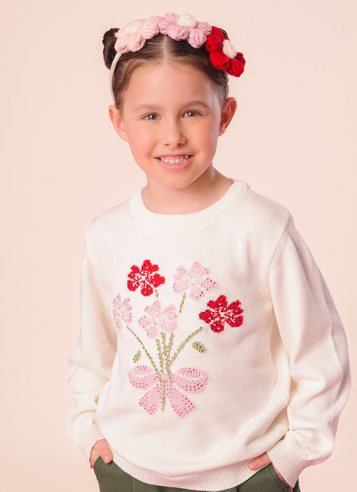Blusa Tricot Flores Cristais