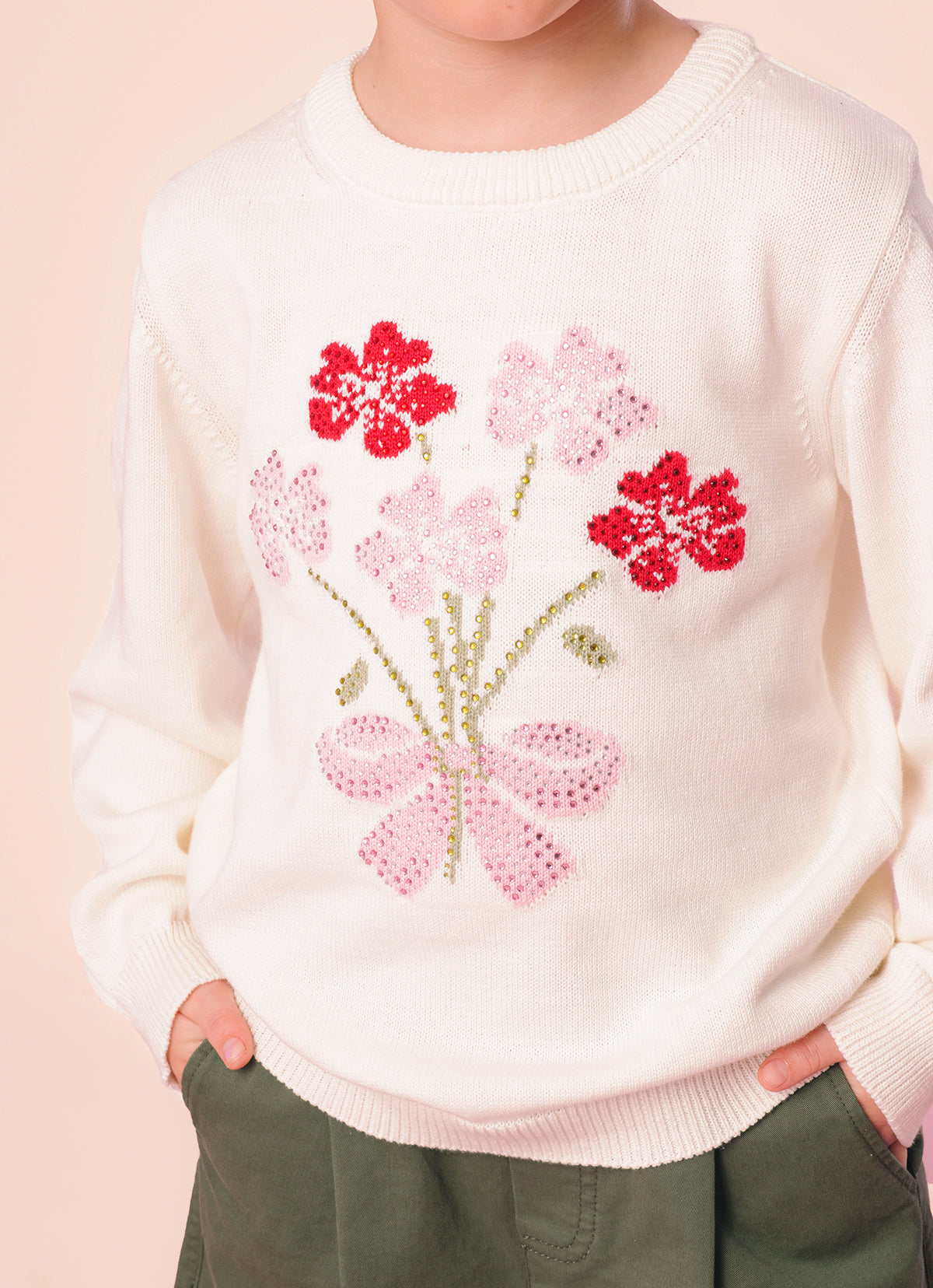 Blusa Tricot Flores Cristais
