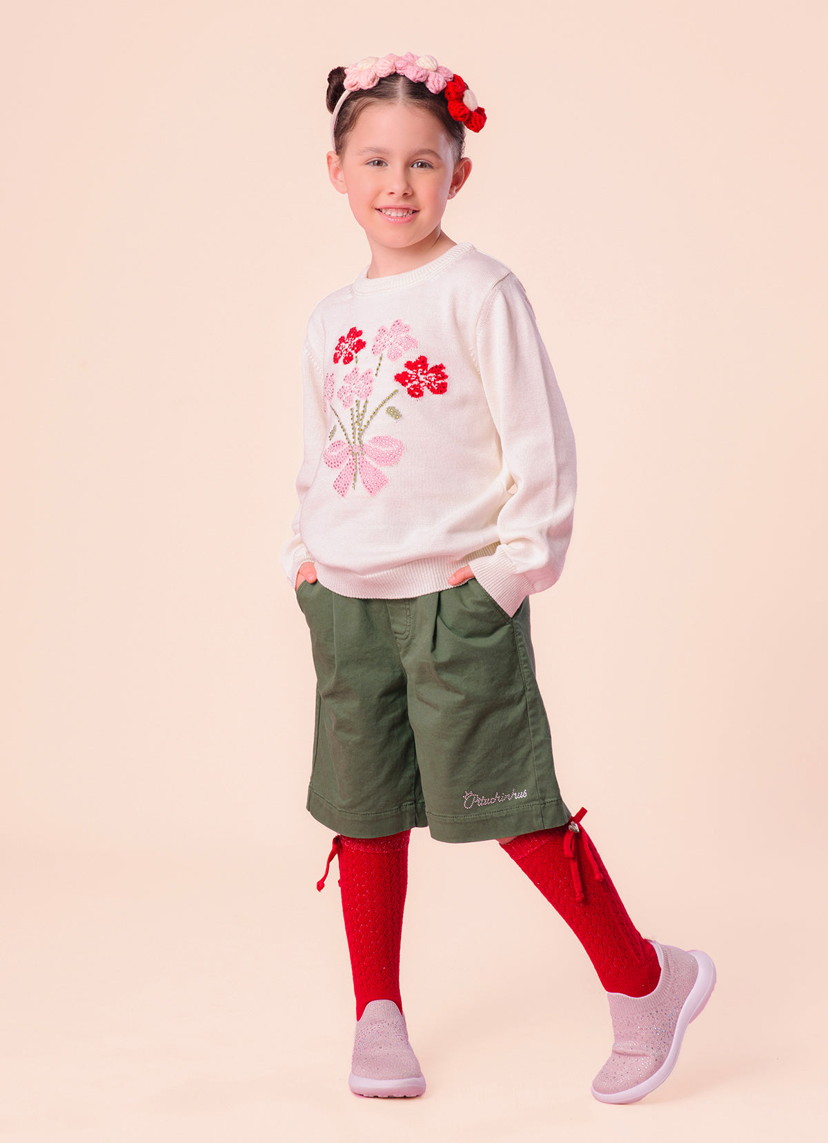 Blusa Tricot Flores Cristais