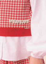Colete Tricot Pied de Poule Bolsos Bordados