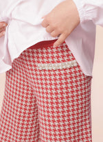 Calça Tricot Reta Pied de Poule