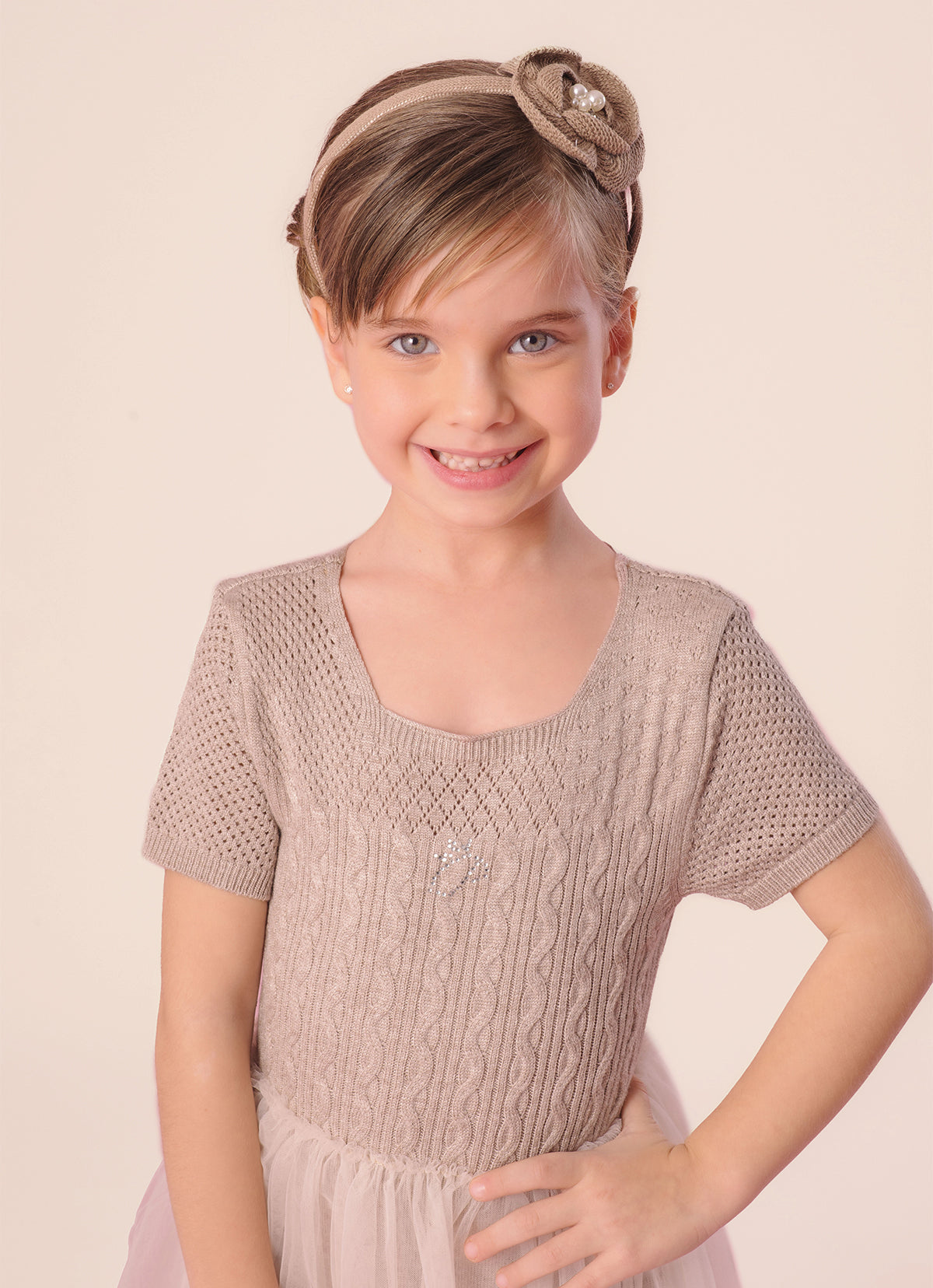 Vestido Tricot Tranças Saia Tule