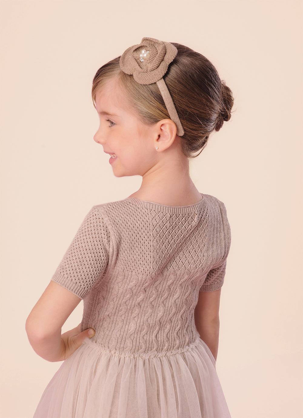 Vestido Tricot Tranças Saia Tule