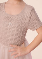 Vestido Tricot Tranças Saia Tule